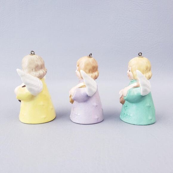 1977 Goebel Green Angel With Lute Bell Christmas Tree Ornament Lot of 3 - Picture 3 of 16